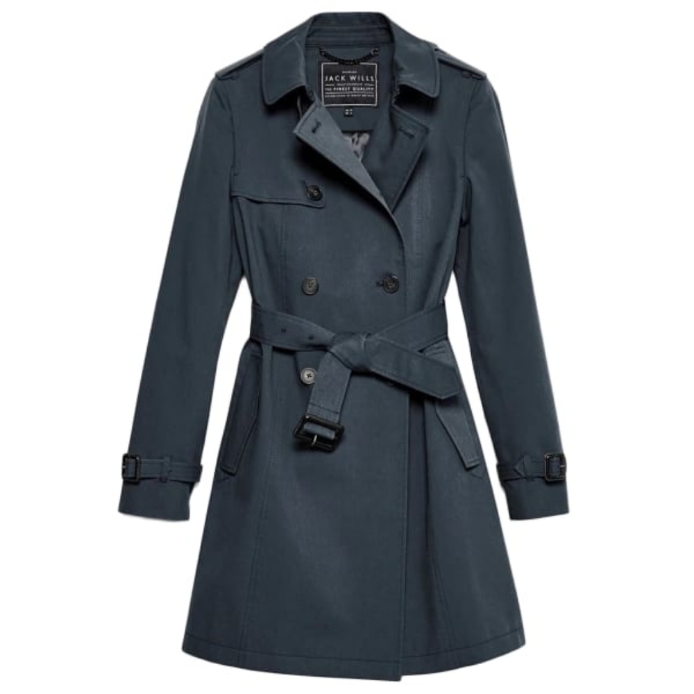 JACK WILLS Women's Ambrose Trench Coat, navy blue Size 4